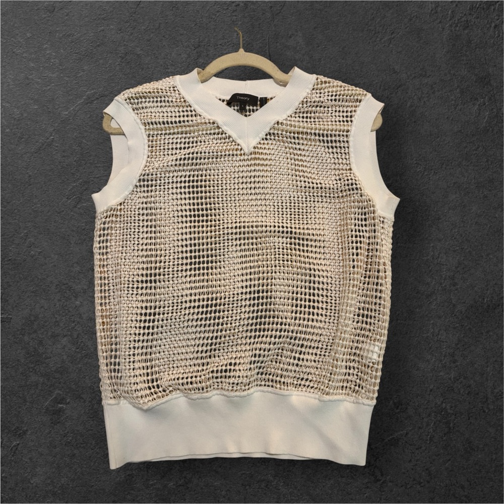 Theory White Mesh Sleeveless Top/Vest super cool